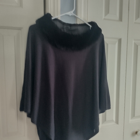 Alfani Faux Mink Black Poncho Cape L/XL - Picture 5 of 9
